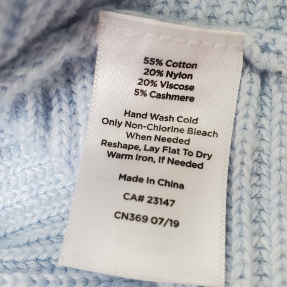 TALBOTS Light Blue V-Neck Tunic Sweater Cotton Cashmere Sz XL High Low Hem - Picture 5 of 5